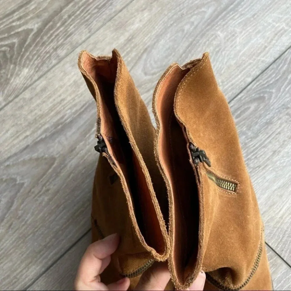 Suede Leather Zipper Western Ankle Boots Made in Portugal